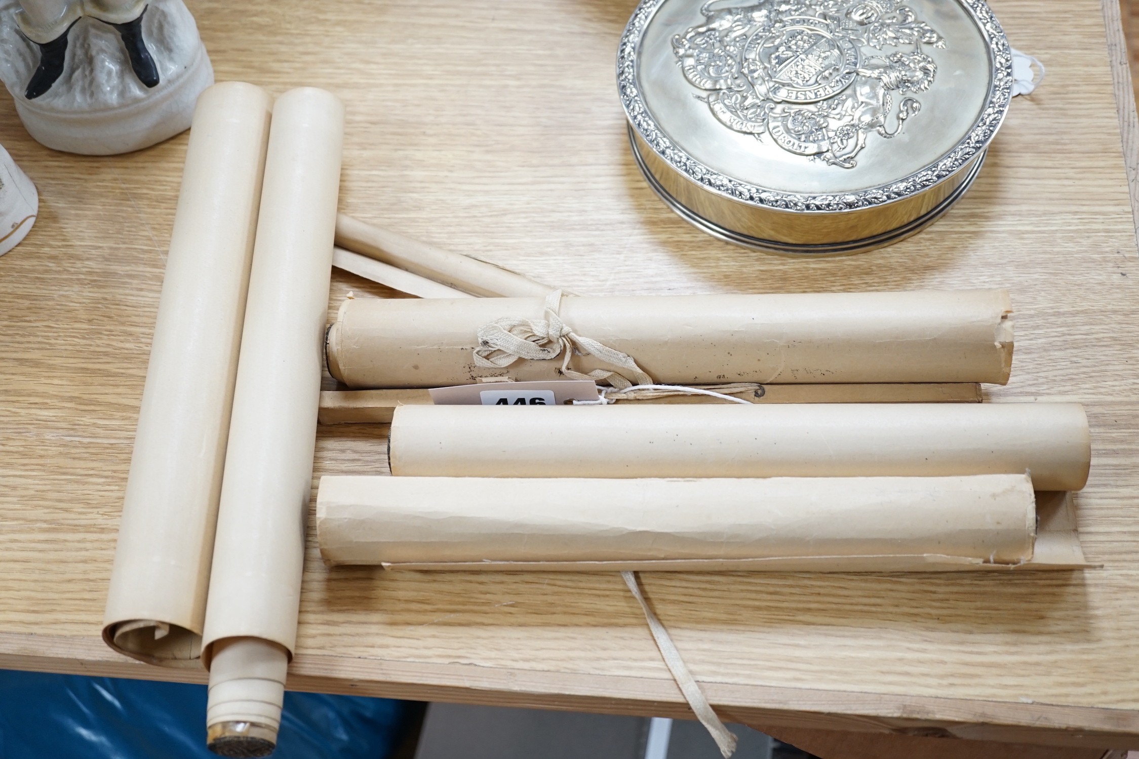 A group of four Chinese watercolour scrolls on silk